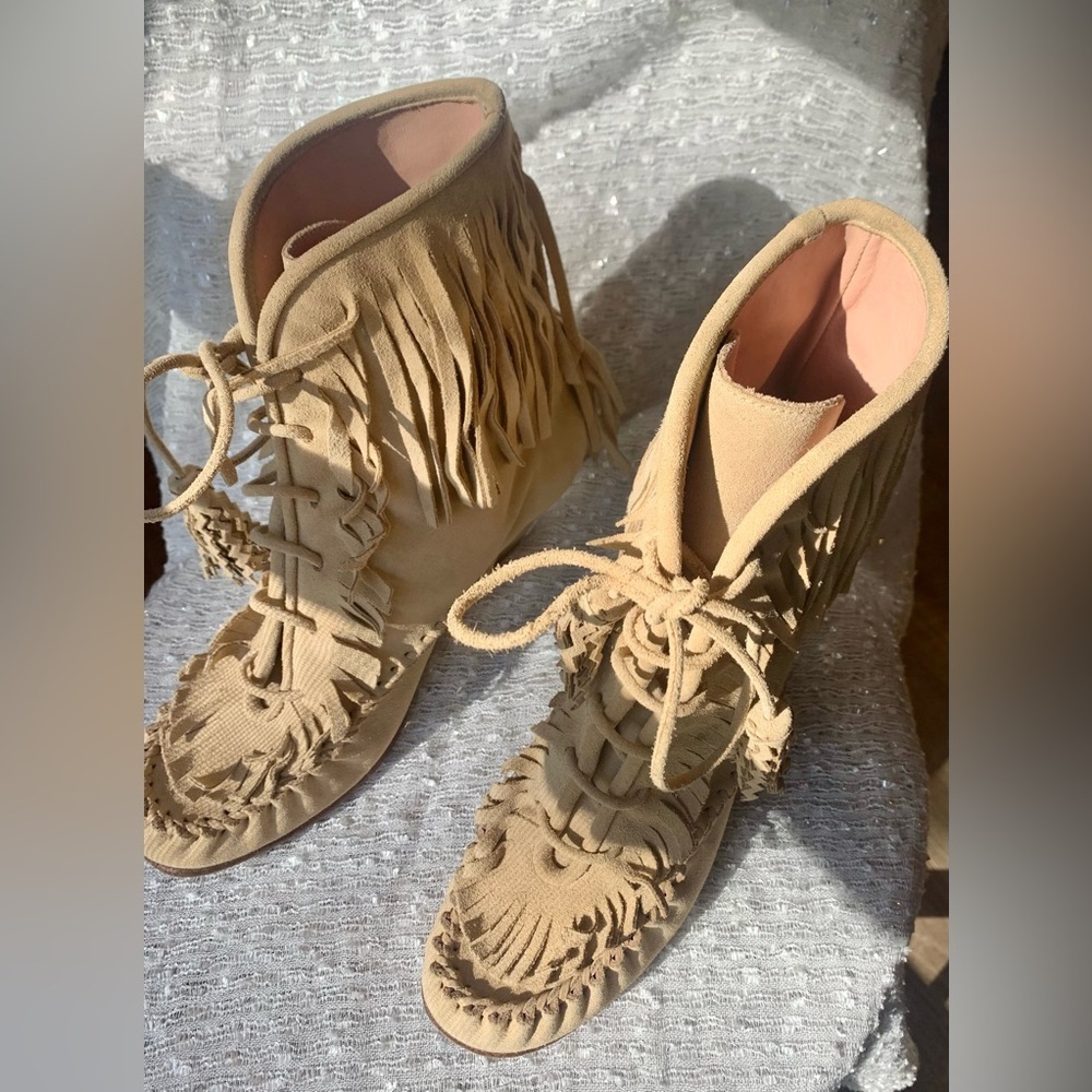 Coach Fringe Suede Moccasin Ankle Boots - Size 6.5B - Picture 8 of 16